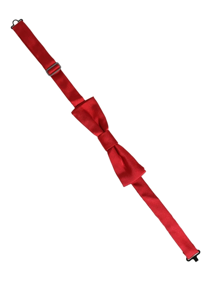 Men Red 100% Silk Adjustable Neck Papillon Bow Tie