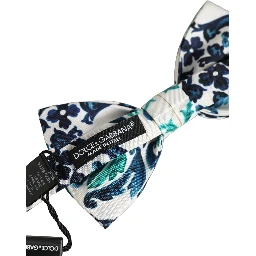 Men White Sicilian Silk Adjustable Neck Papillon Bow Tie