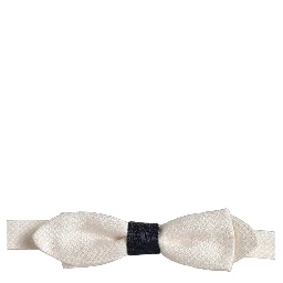 Men White 100% Silk Adjustable Neck Papillon Bow Tie