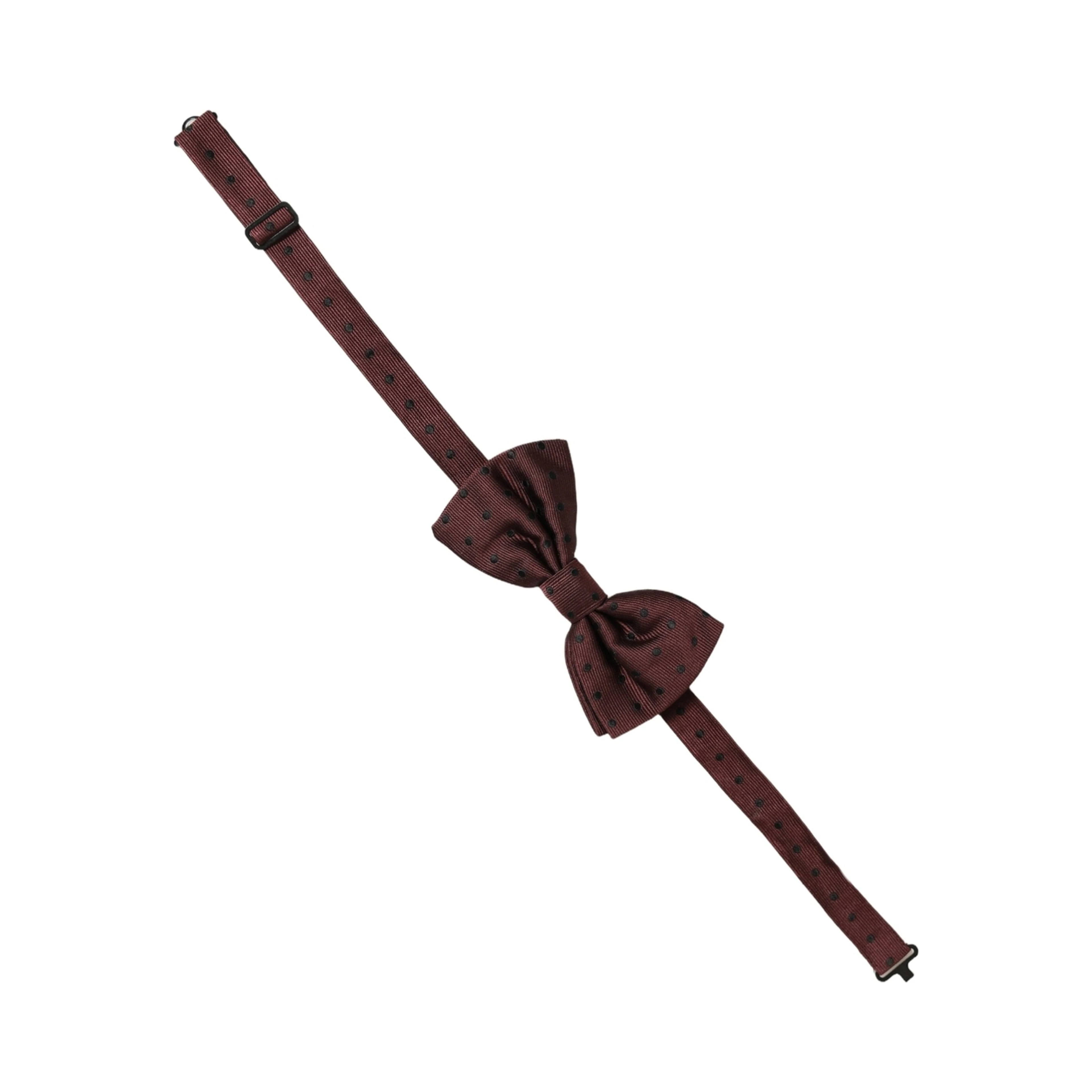 Burgundy Polka Dot Silk Adjustable Neck Papillon Bow Tie