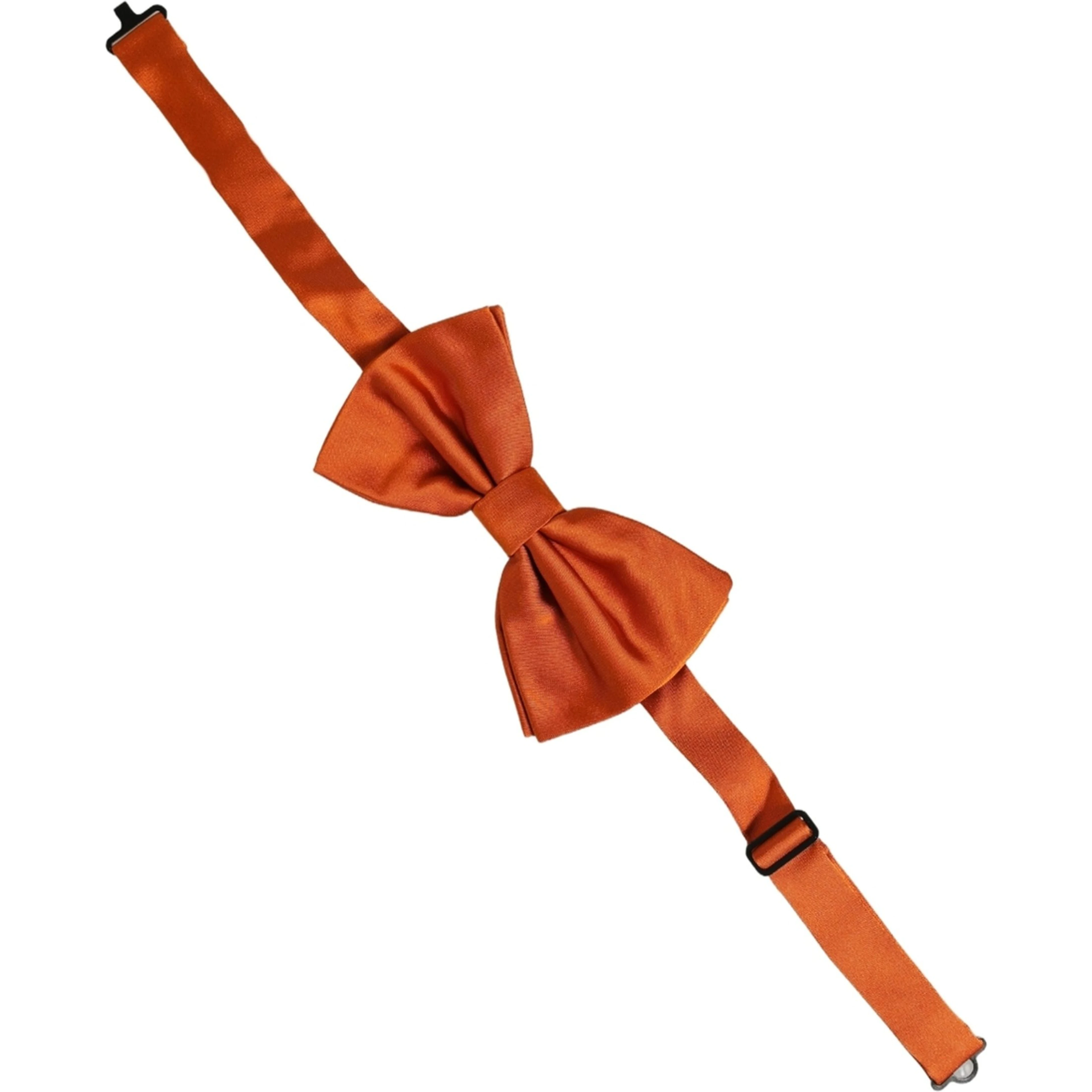 Men Orange 100% Silk Adjustable Neck Papillon Bow Tie