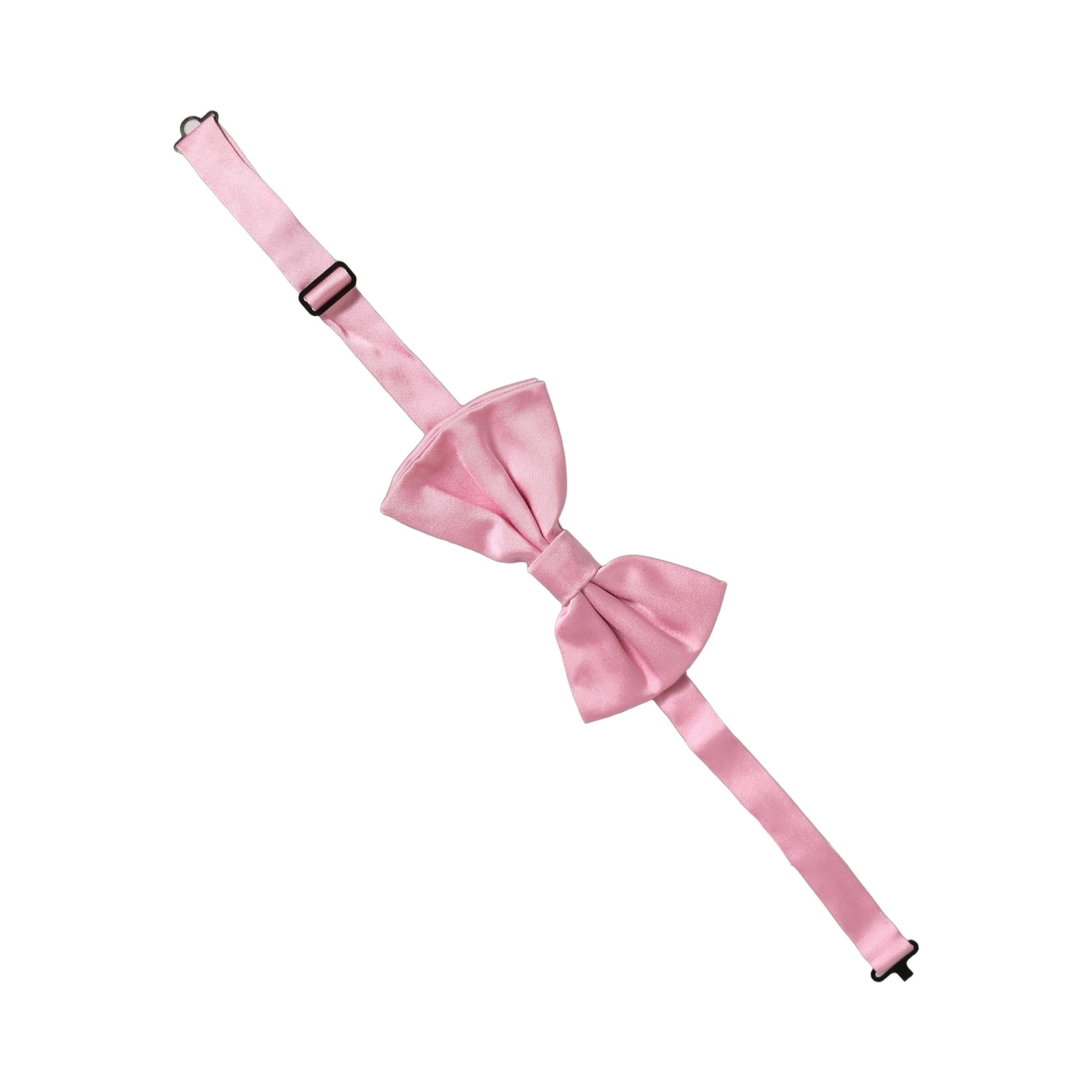 Men Pink 100% Silk Adjustable Neck Papillon Bow Tie