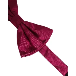 Men Burgundy Silk Adjustable Neck Papillon Bow Tie