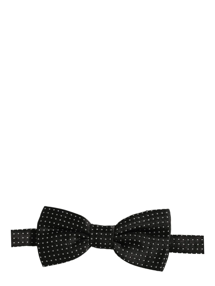 Men Black White PolkaDot Adjustable Bow Tie