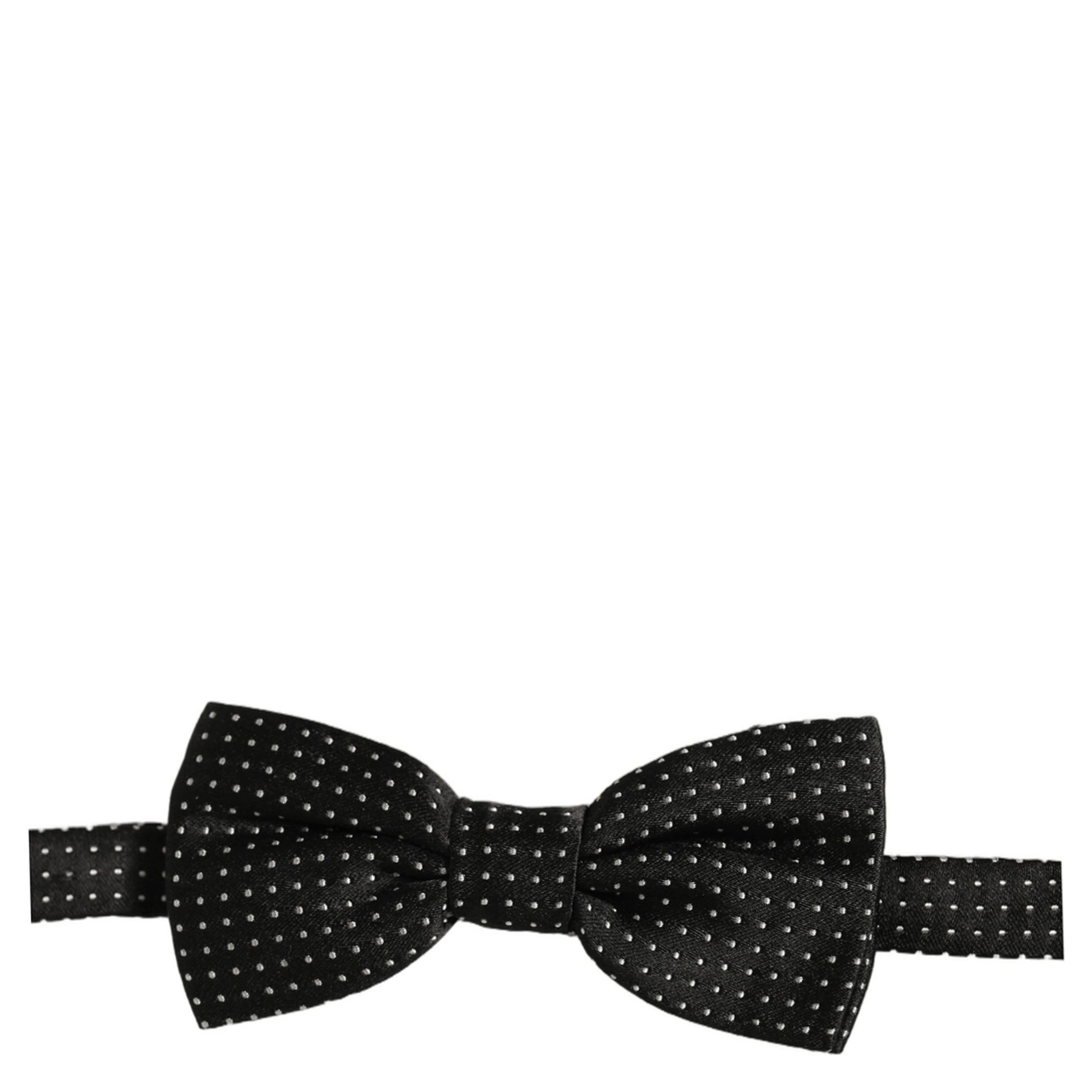 Men Black White PolkaDot Adjustable Bow Tie