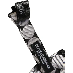 Men Black Silver Circles Adjustable Neck Papillon Bow Tie