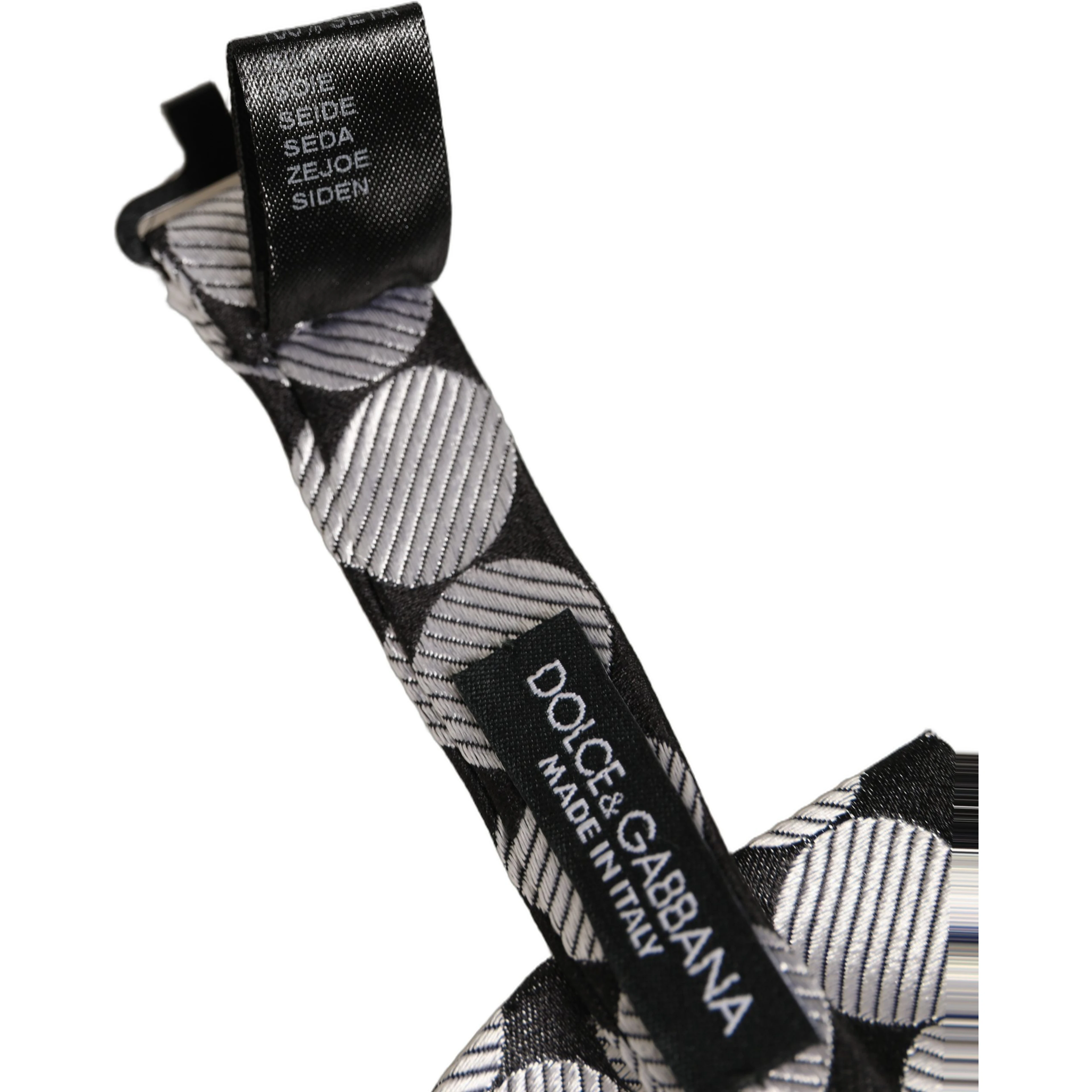 Men Black Silver Circles Adjustable Neck Papillon Bow Tie
