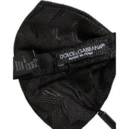 Men Black Patterned Adjustable Neck Papillon Bow Tie
