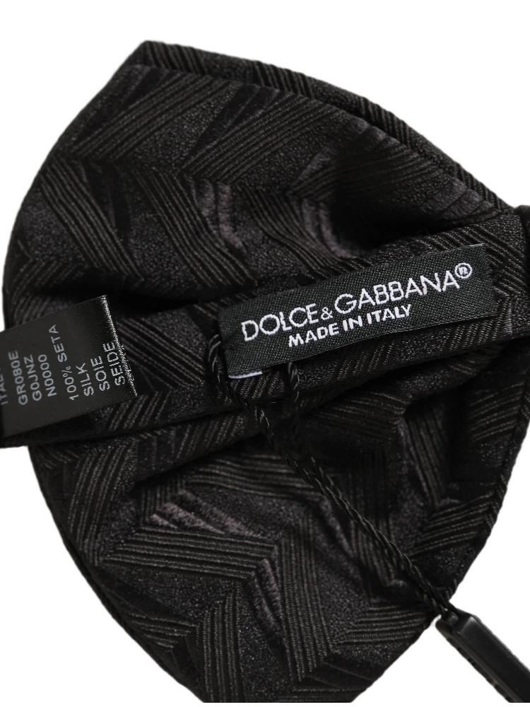 Men Black Patterned Adjustable Neck Papillon Bow Tie