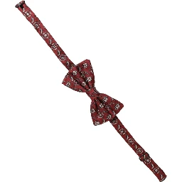 Men Bordeaux Floral Adjustable Neck Papillon Bow Tie