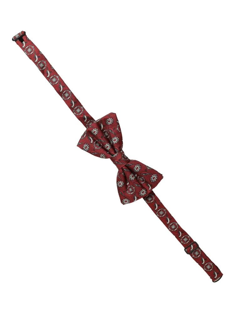 Men Bordeaux Floral Adjustable Neck Papillon Bow Tie alternative