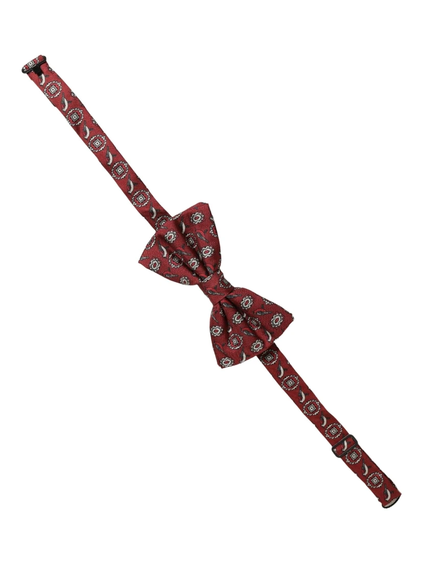 Men Bordeaux Floral Adjustable Neck Papillon Bow Tie