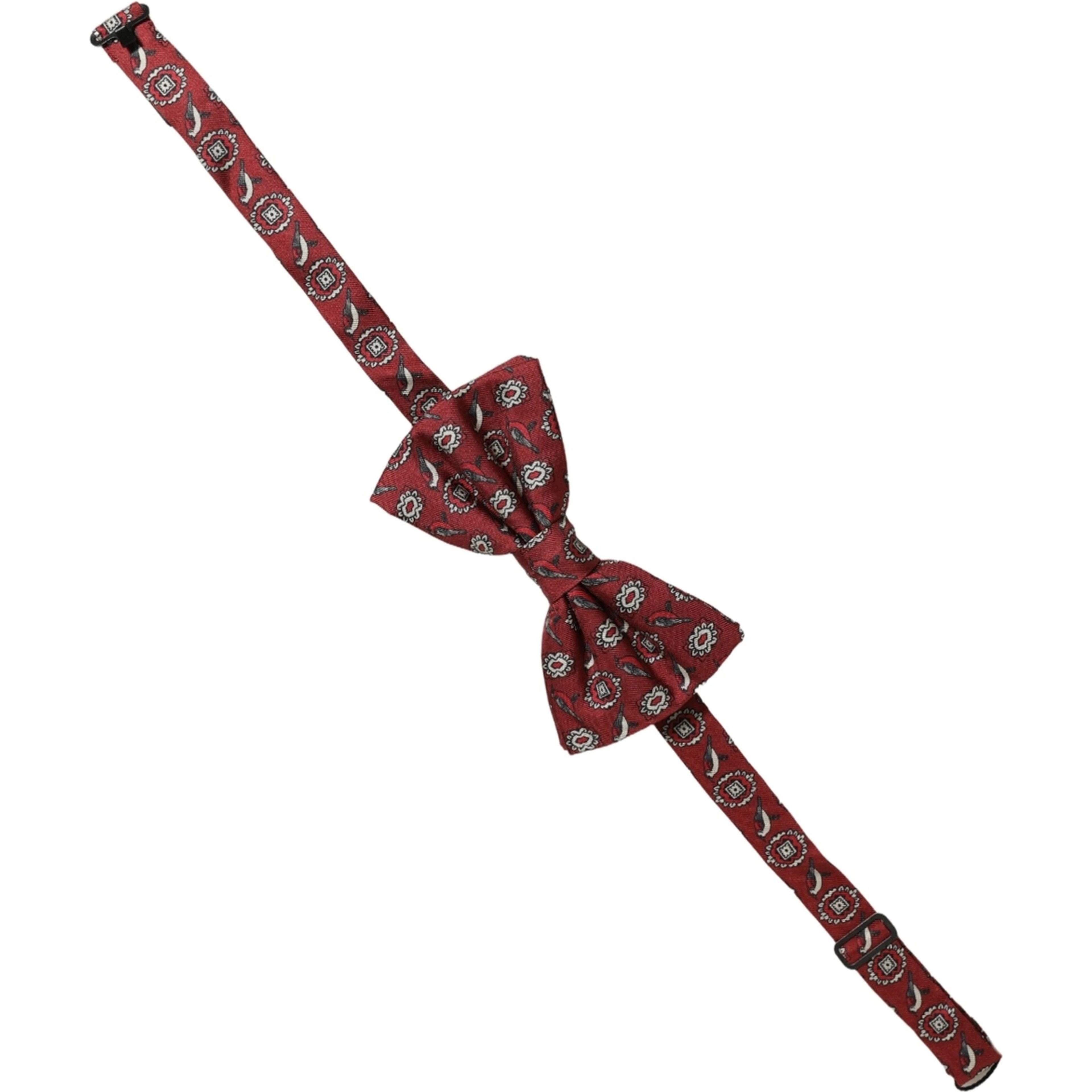 Men Bordeaux Floral Adjustable Neck Papillon Bow Tie