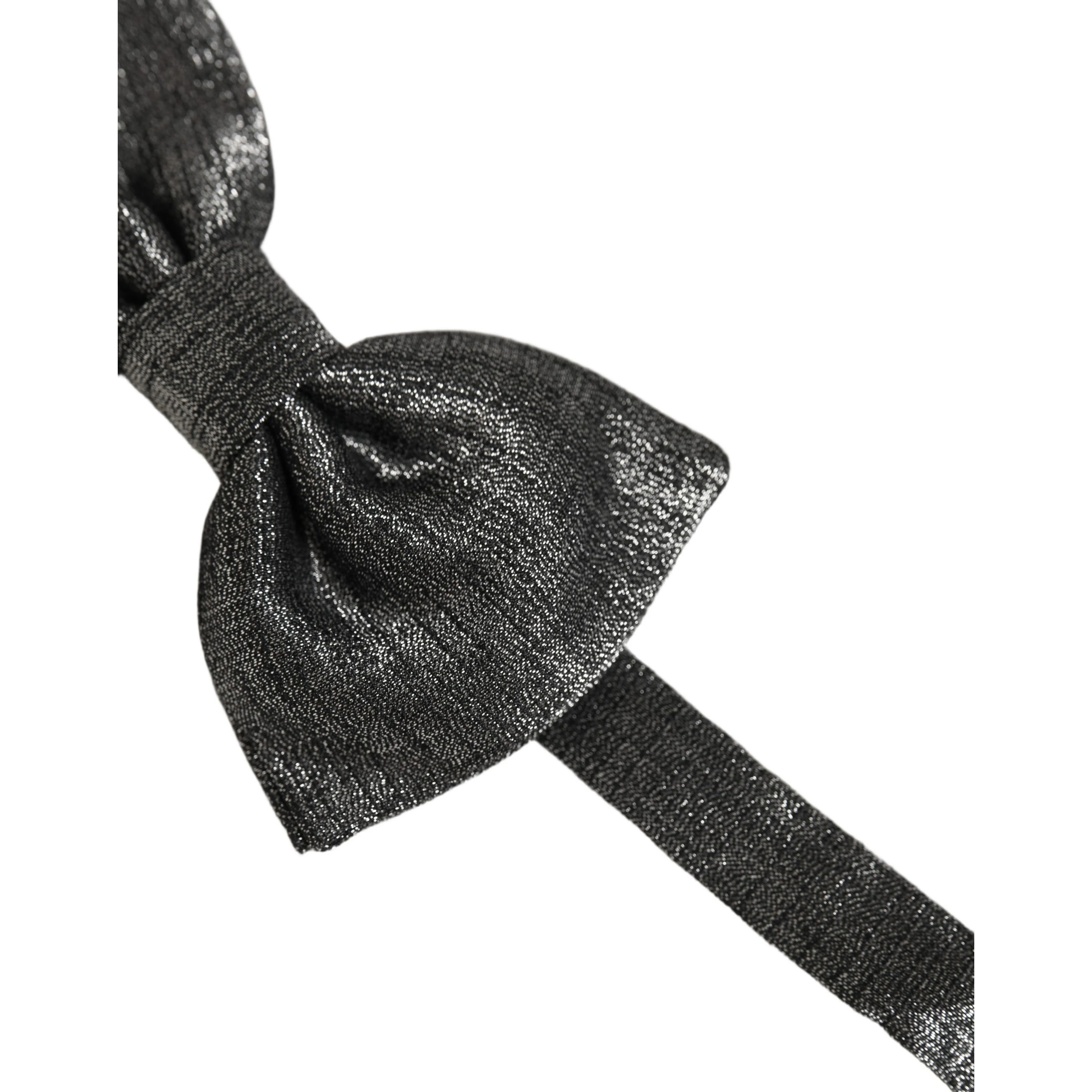 Men Metallic Black Silk Adjustable Neck Papillon Bow Tie