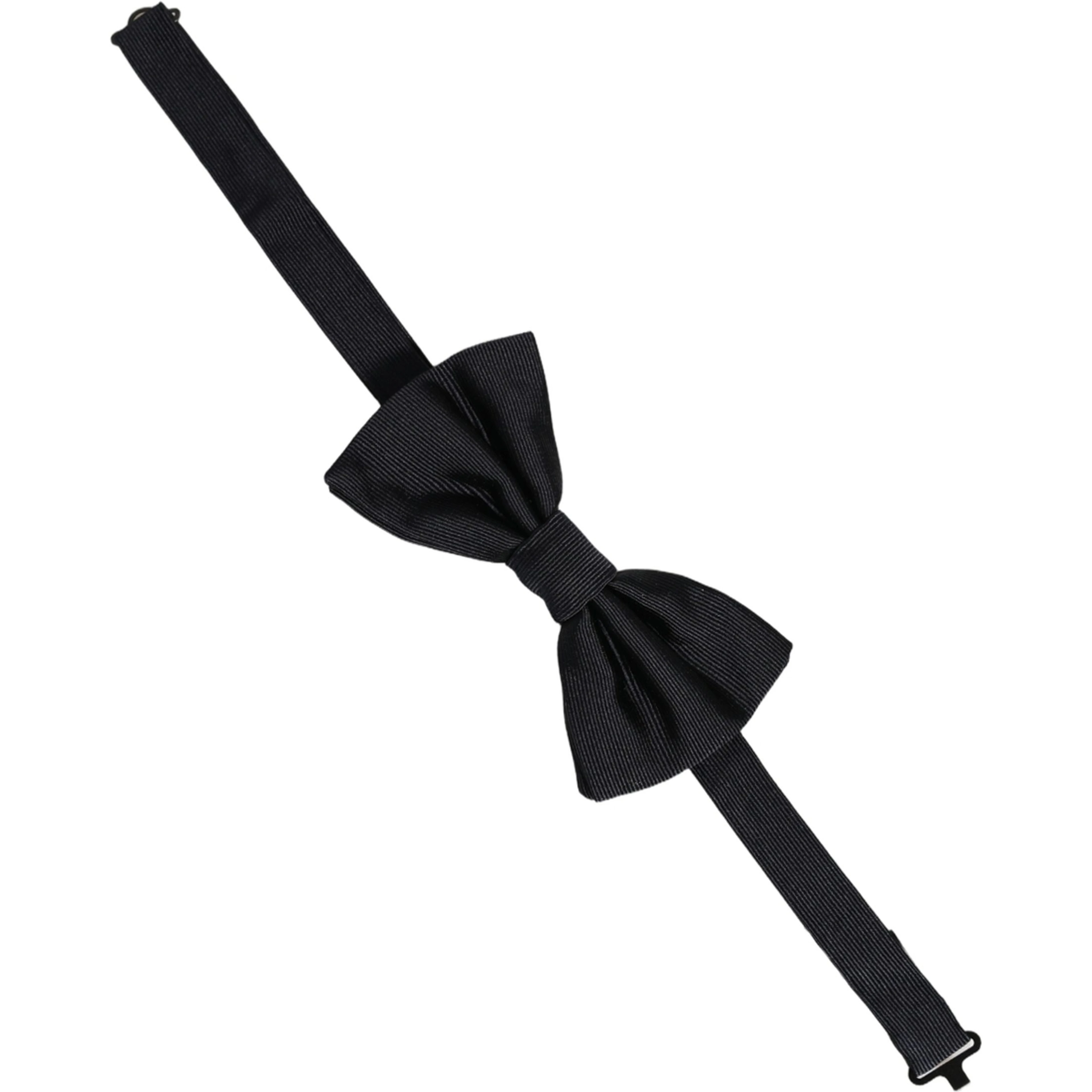 Men Black 100% Silk Adjustable Neck Papillon Bow Tie