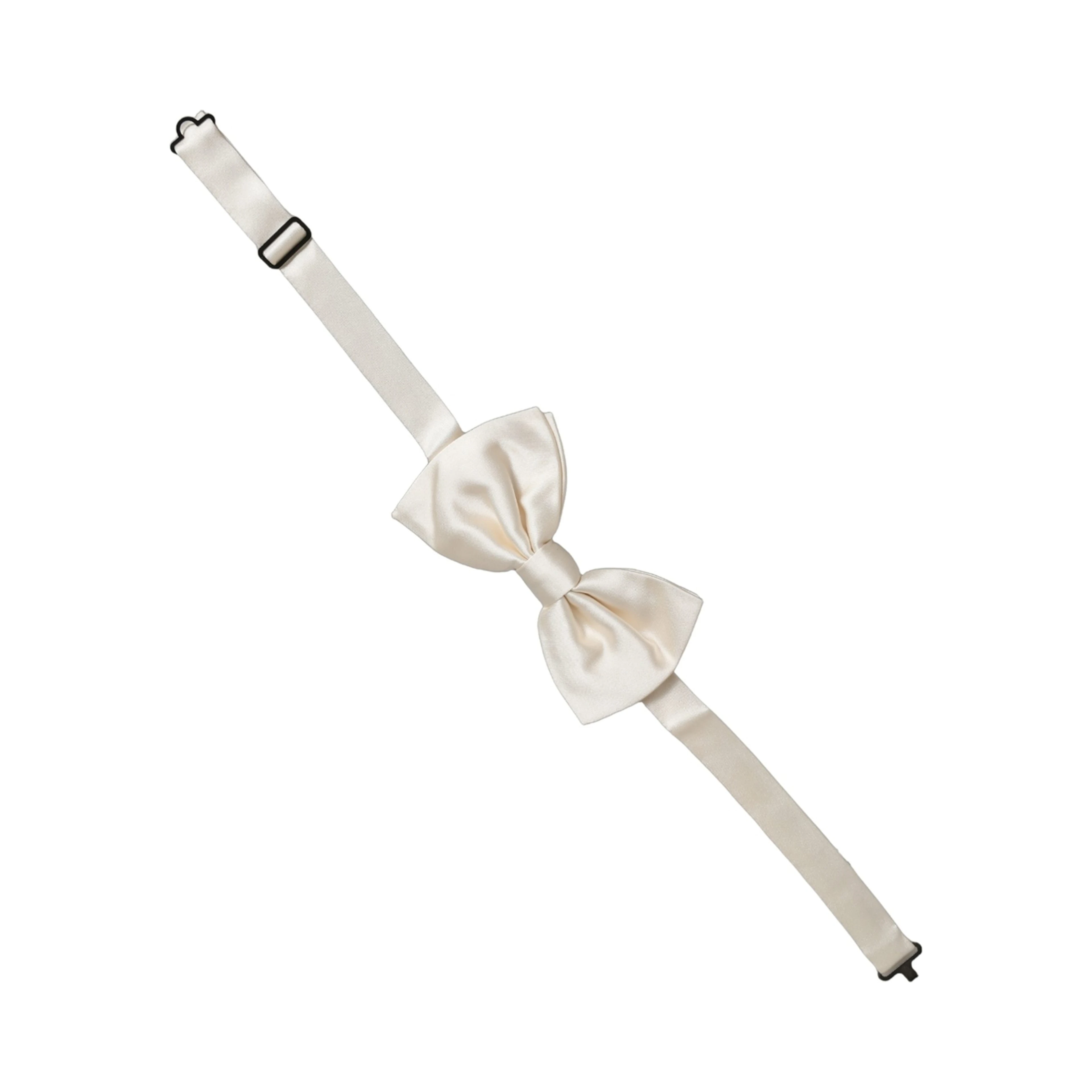 Men White 100% Silk Adjustable Neck Papillon Bow Tie