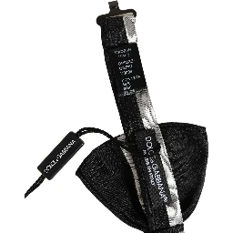 Black Silver 100% Silk Adjustable Neck Papillon Bow Tie