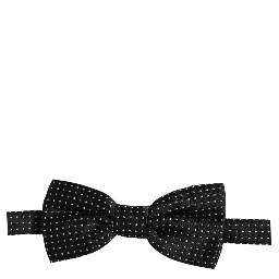 Men Black White PolkaDot Adjustable Bow Tie