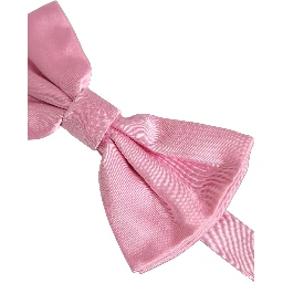 Men Pink 100% Silk Adjustable Neck Papillon Bow Tie