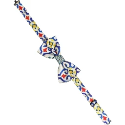 Men Multicolor Majolica Adjustable Neck Papillon Bow Tie