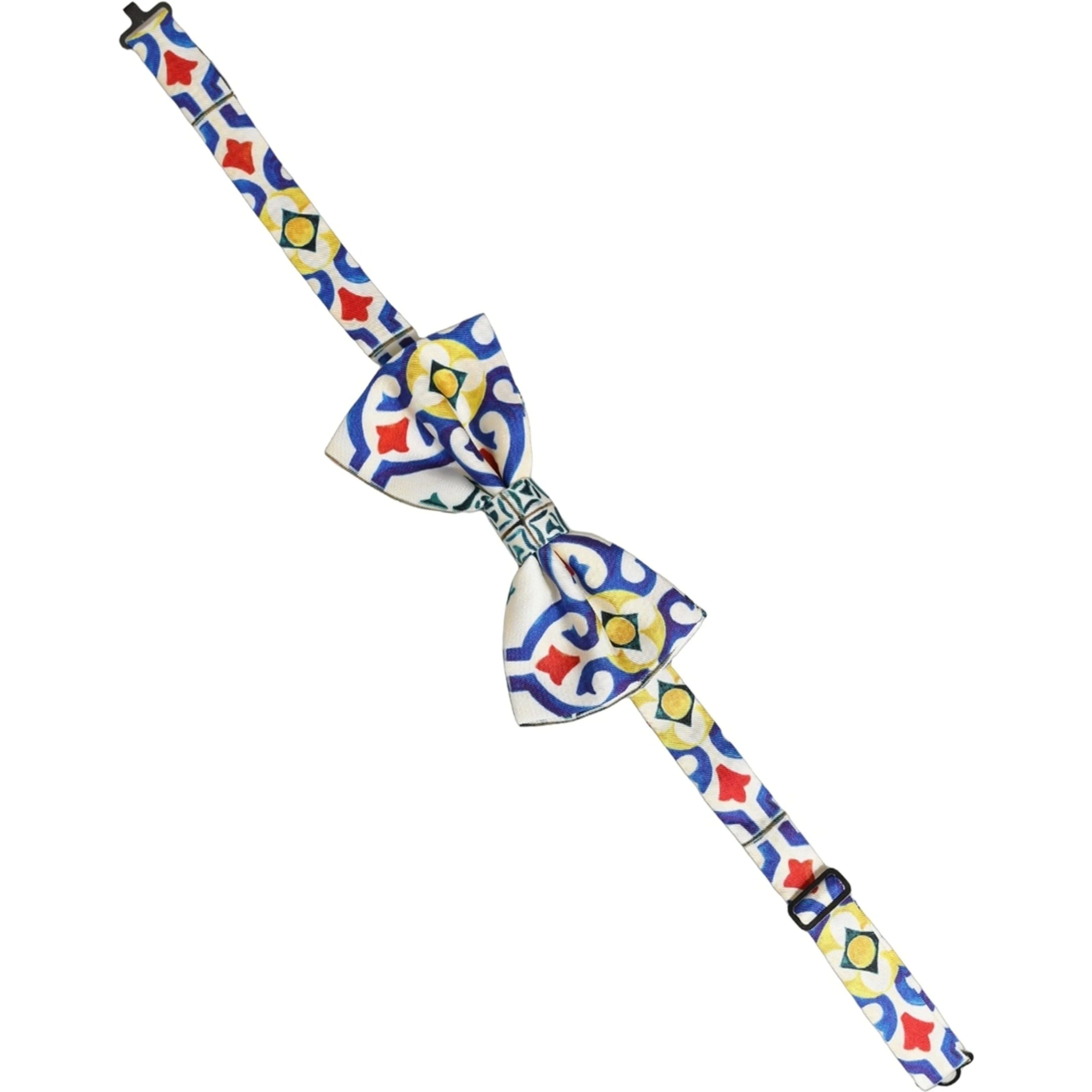 Men Multicolor Majolica Adjustable Neck Papillon Bow Tie