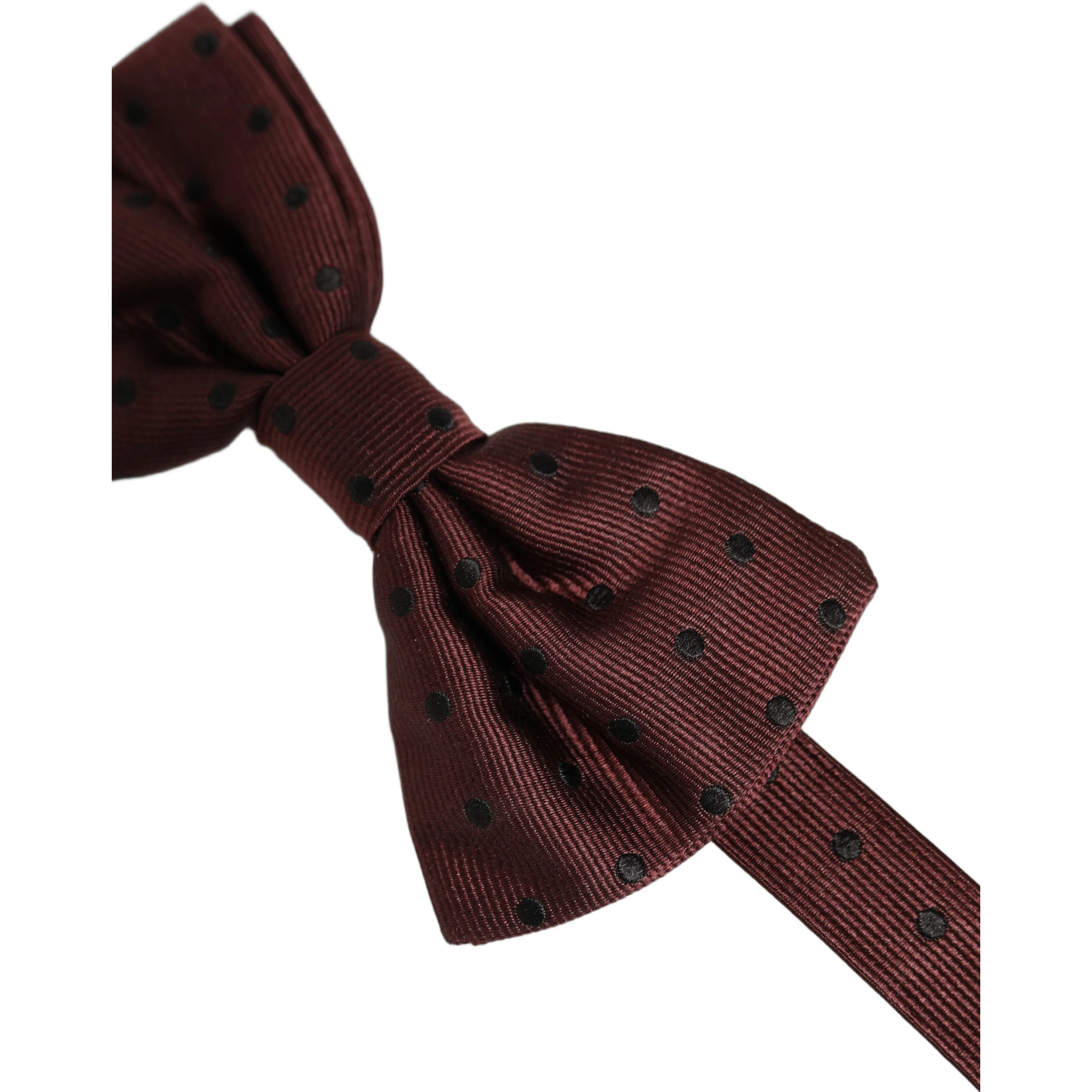 Burgundy Polka Dot Silk Adjustable Neck Papillon Bow Tie