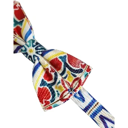 Men Multicolor Majolica Adjustable Neck Papillon Bow Tie