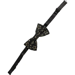 Men Black Star 100% Silk Adjustable Neck Papillon Bow Tie