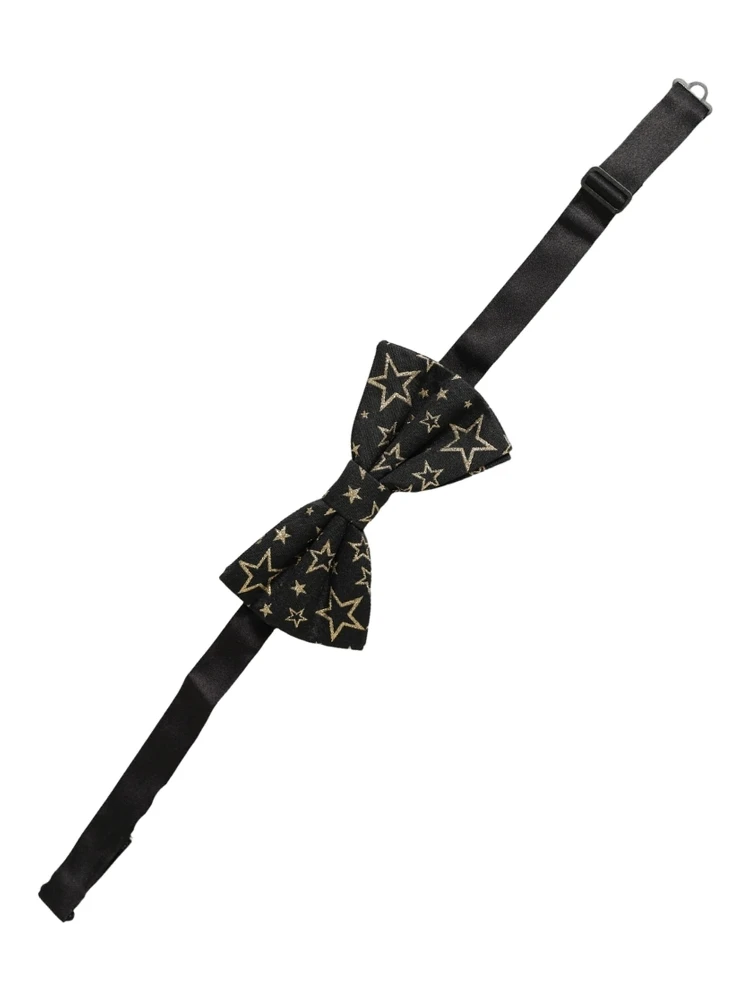 Men Black Star 100% Silk Adjustable Neck Papillon Bow Tie alternative
