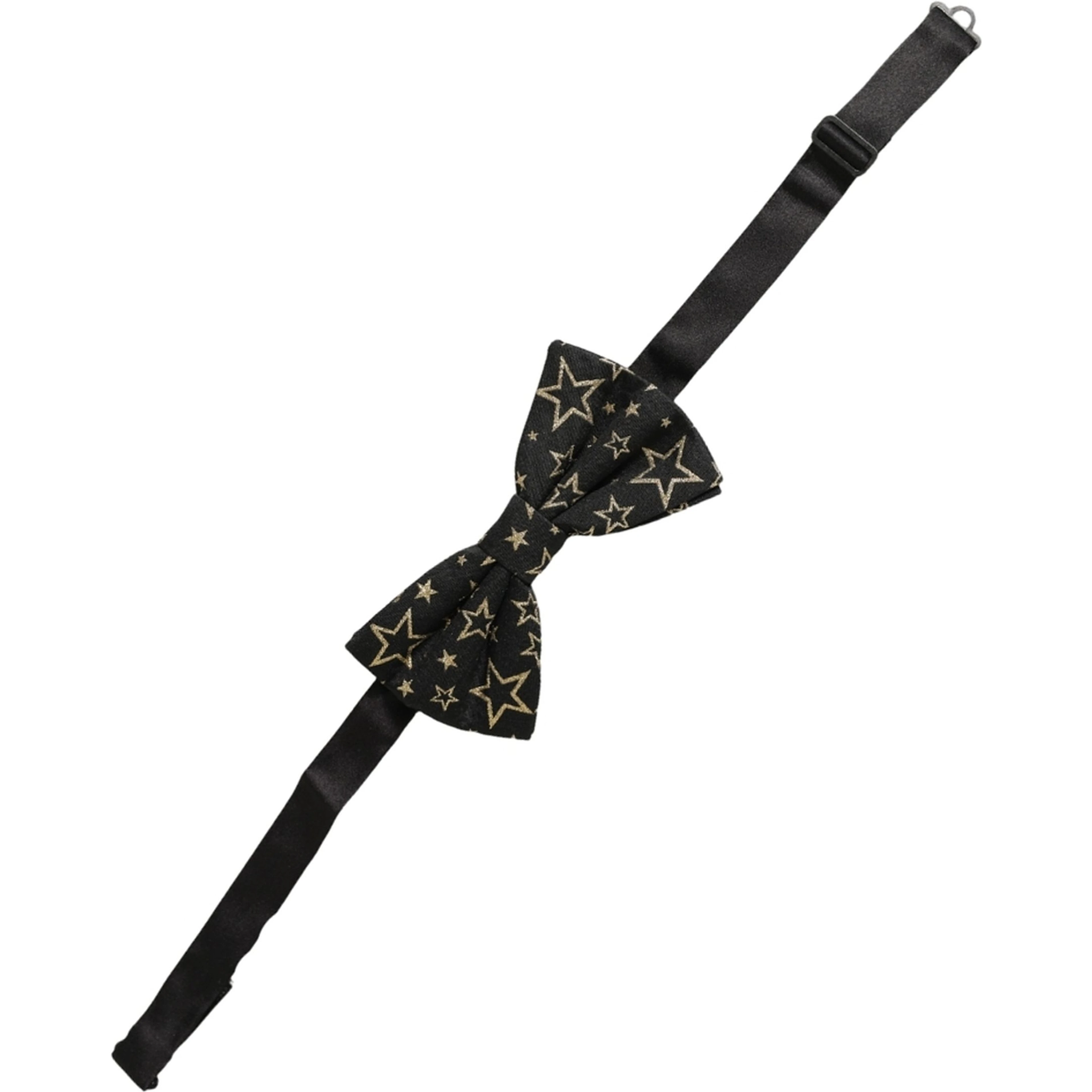 Men Black Star 100% Silk Adjustable Neck Papillon Bow Tie