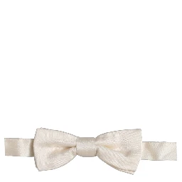 Men Off White 100% Silk Adjustable Neck Papillon Bow Tie