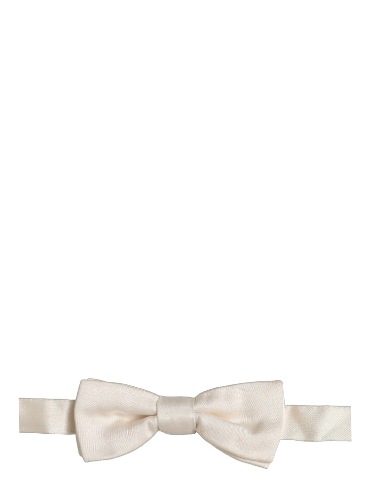 Men Off White 100% Silk Adjustable Neck Papillon Bow Tie