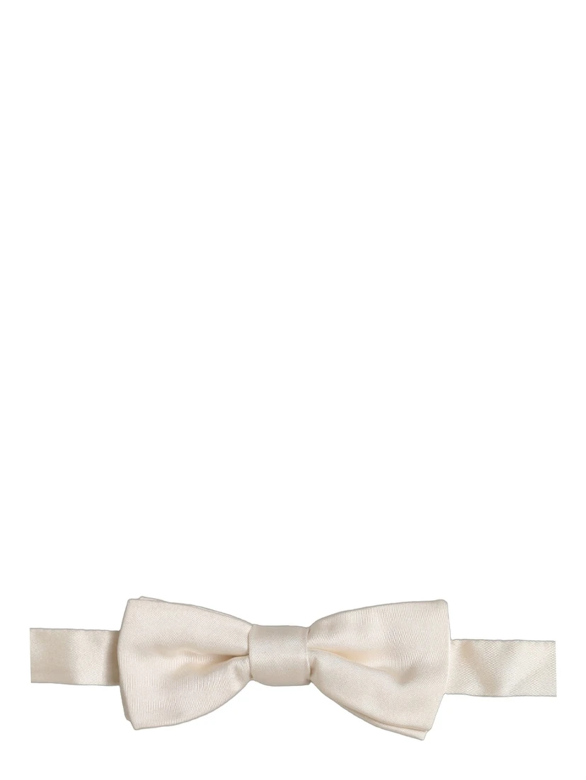Men Off White 100% Silk Adjustable Neck Papillon Bow Tie
