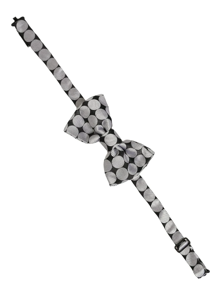 Men Black Silver Circles Adjustable Neck Papillon Bow Tie alternative
