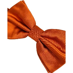 Men Orange 100% Silk Adjustable Neck Papillon Bow Tie