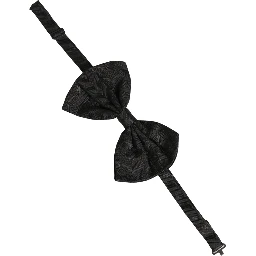 Men Black Patterned Adjustable Neck Papillon Bow Tie