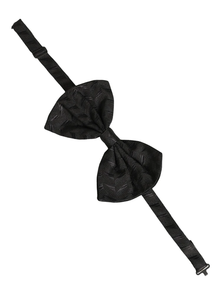 Men Black Patterned Adjustable Neck Papillon Bow Tie alternative