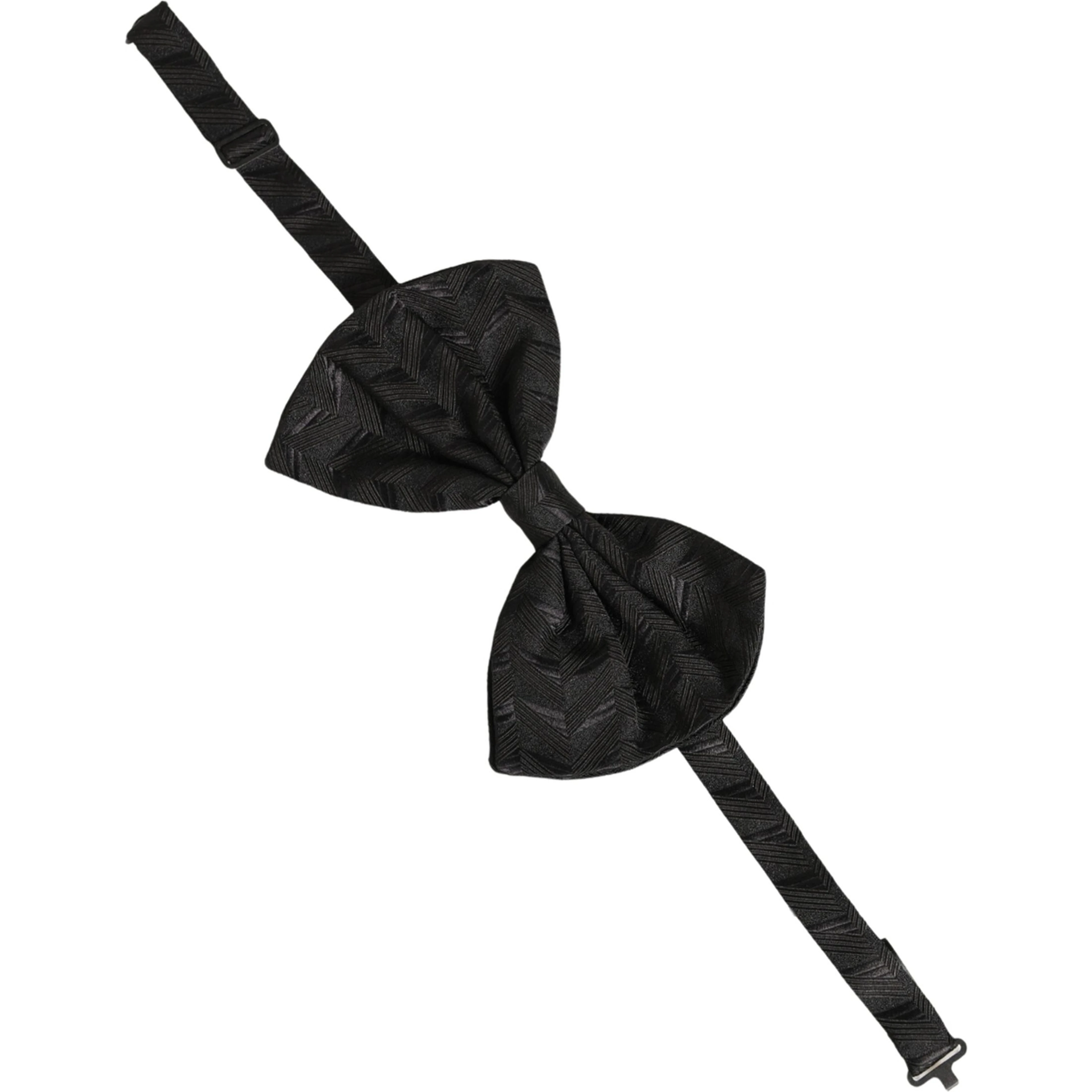Men Black Patterned Adjustable Neck Papillon Bow Tie