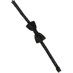 Men Black White PolkaDot Adjustable Bow Tie