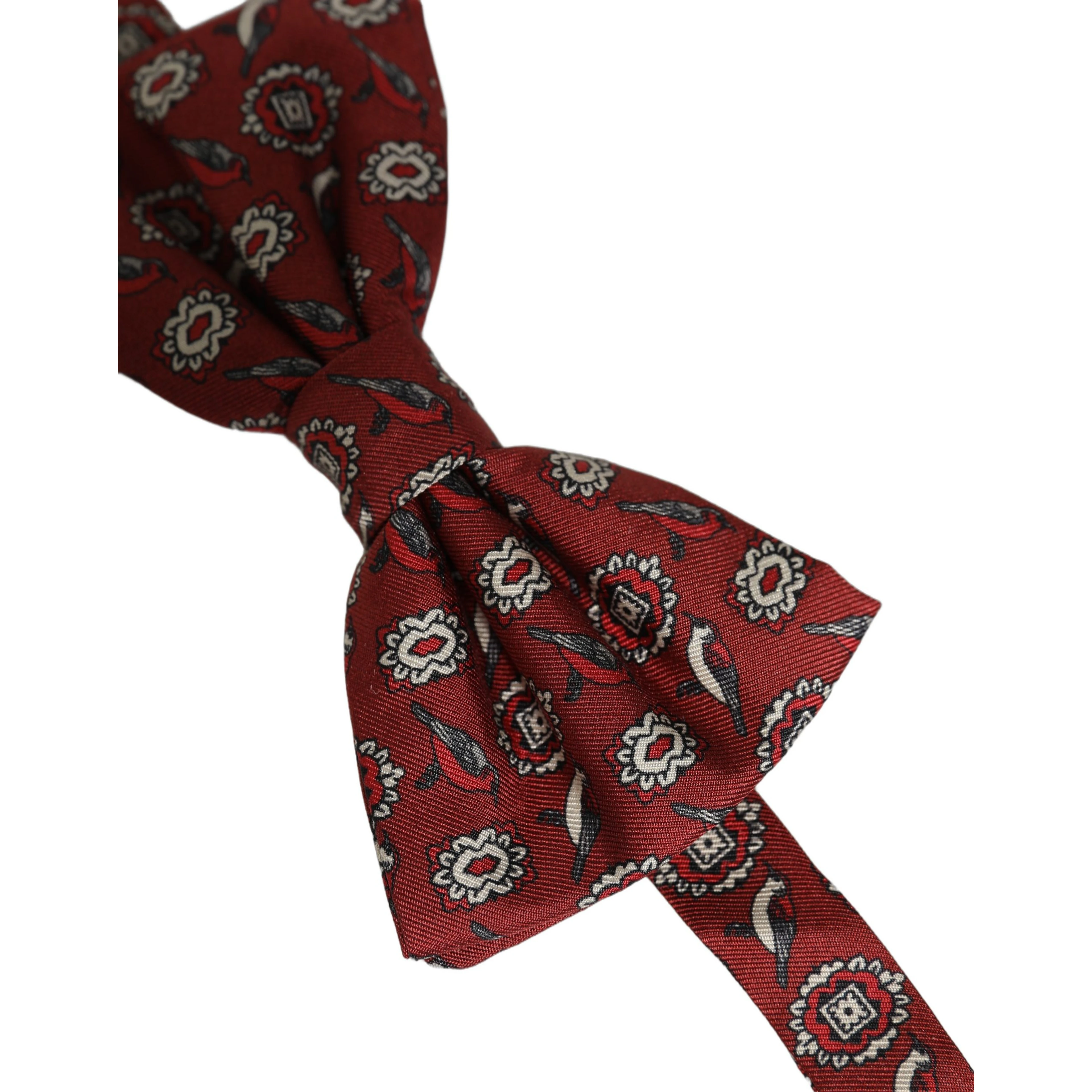 Men Bordeaux Floral Adjustable Neck Papillon Bow Tie