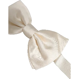 Men White 100% Silk Adjustable Neck Papillon Bow Tie