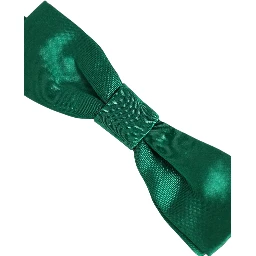 Men Green 100% Silk Adjustable Neck Papillon Bow Tie