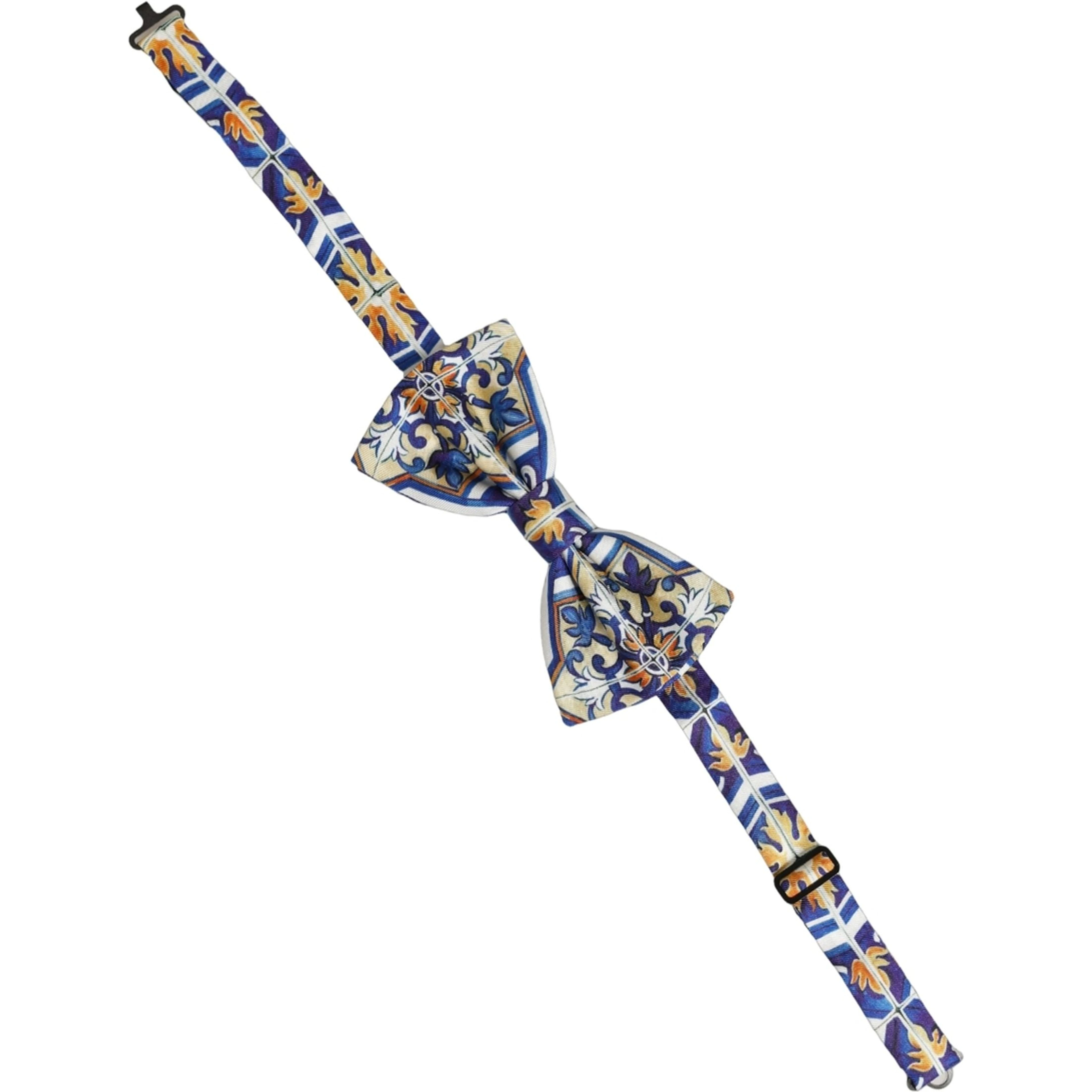 Men Multicolor Majolica Adjustable Neck Papillon Bow Tie
