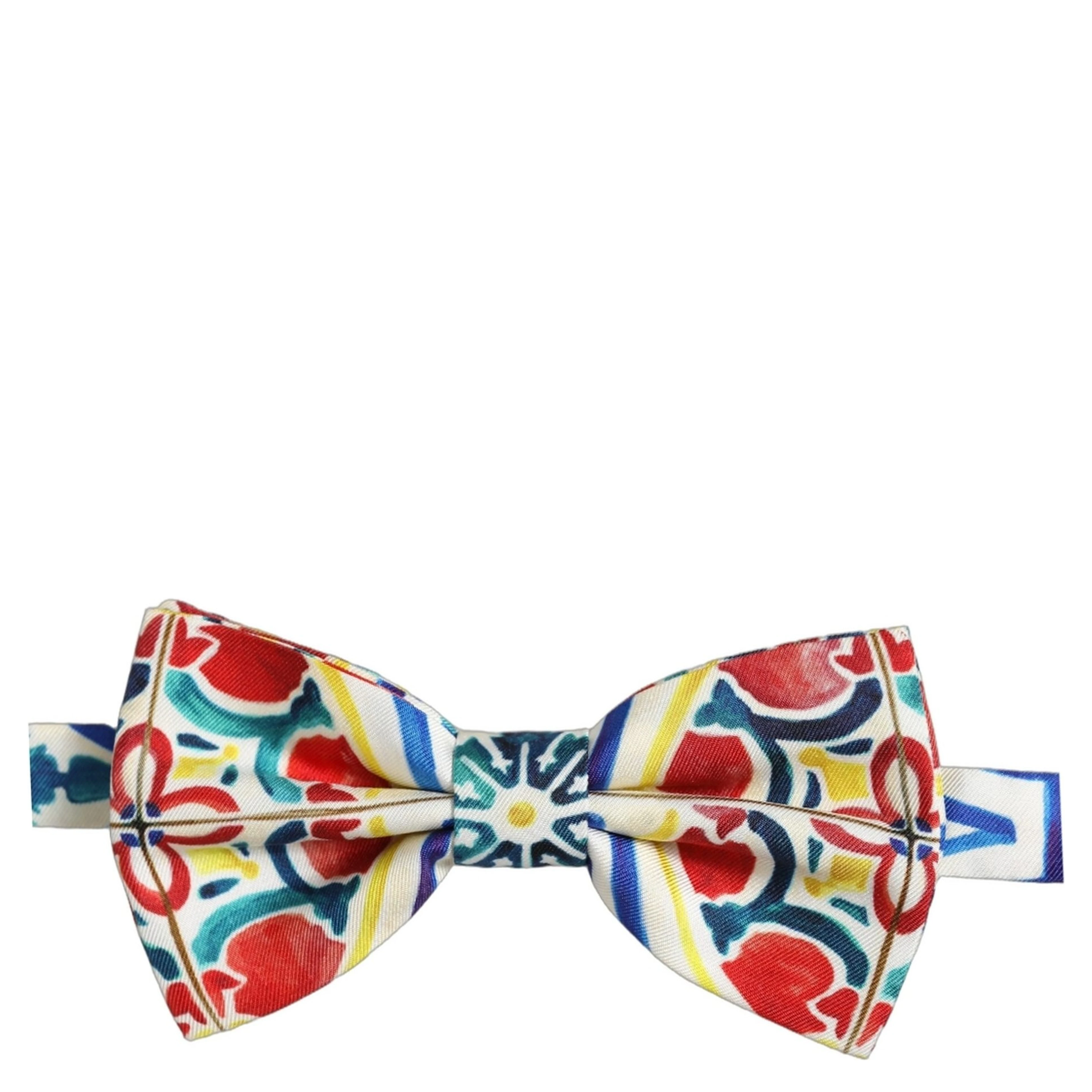 Men Multicolor Majolica Adjustable Neck Papillon Bow Tie