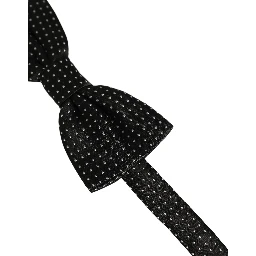 Men Black White PolkaDot Adjustable Bow Tie