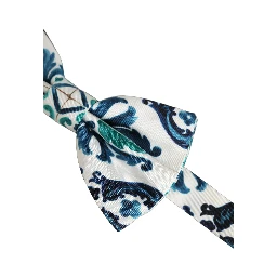 Men White Sicilian Silk Adjustable Neck Papillon Bow Tie