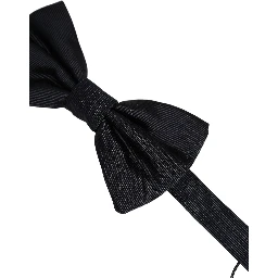 Men Black 100% Silk Adjustable Neck Papillon Bow Tie