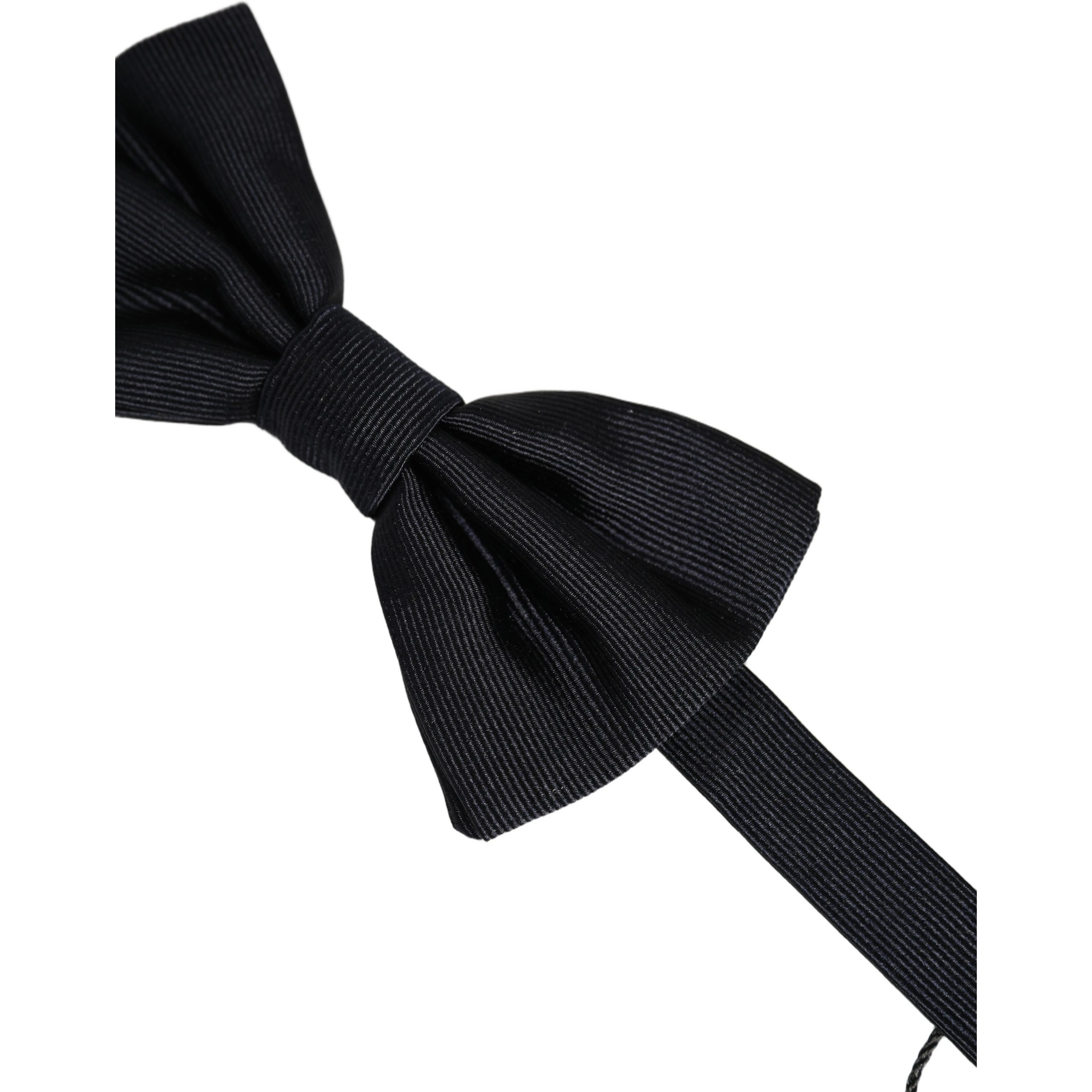 Men Black 100% Silk Adjustable Neck Papillon Bow Tie