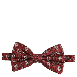 Men Bordeaux Floral Adjustable Neck Papillon Bow Tie