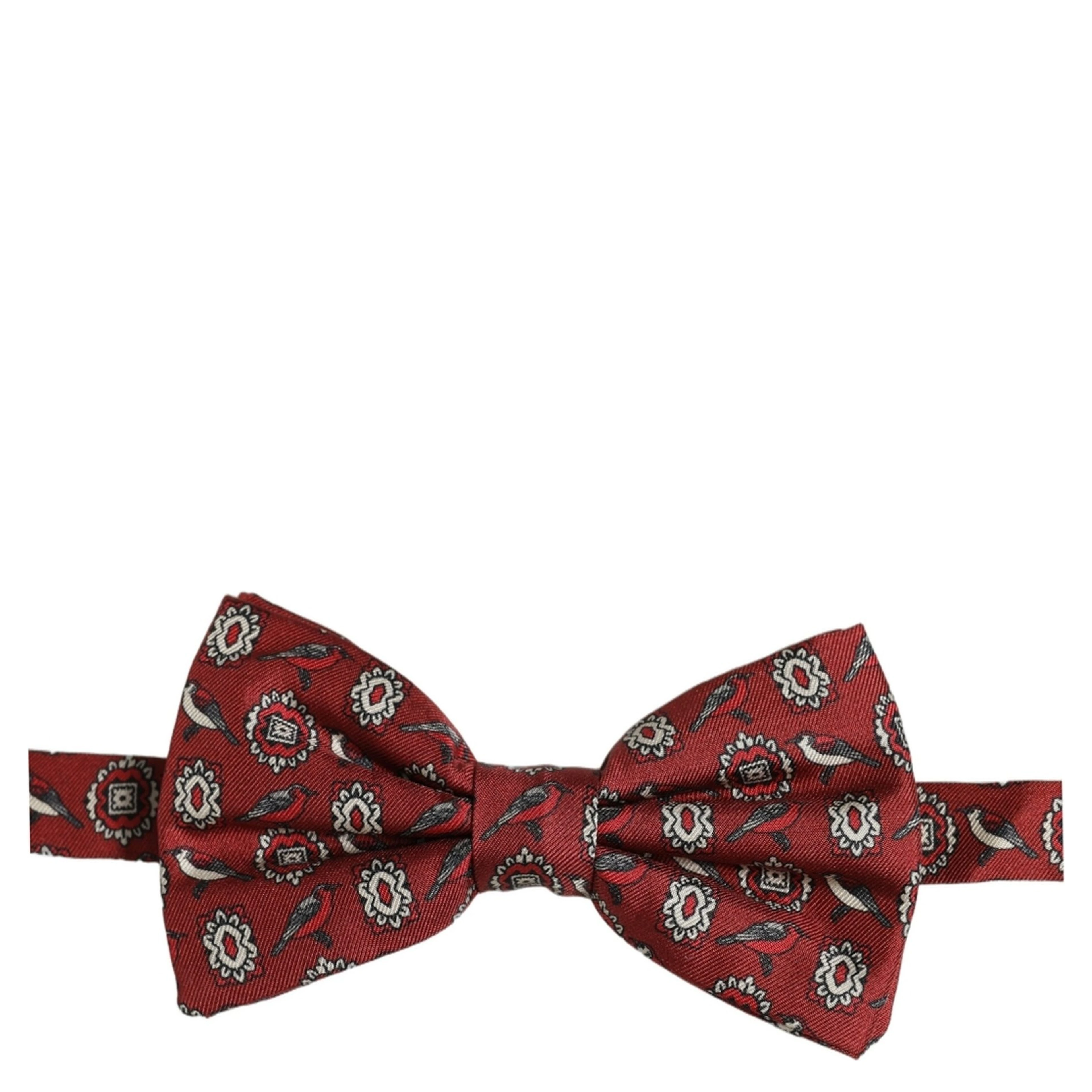 Men Bordeaux Floral Adjustable Neck Papillon Bow Tie